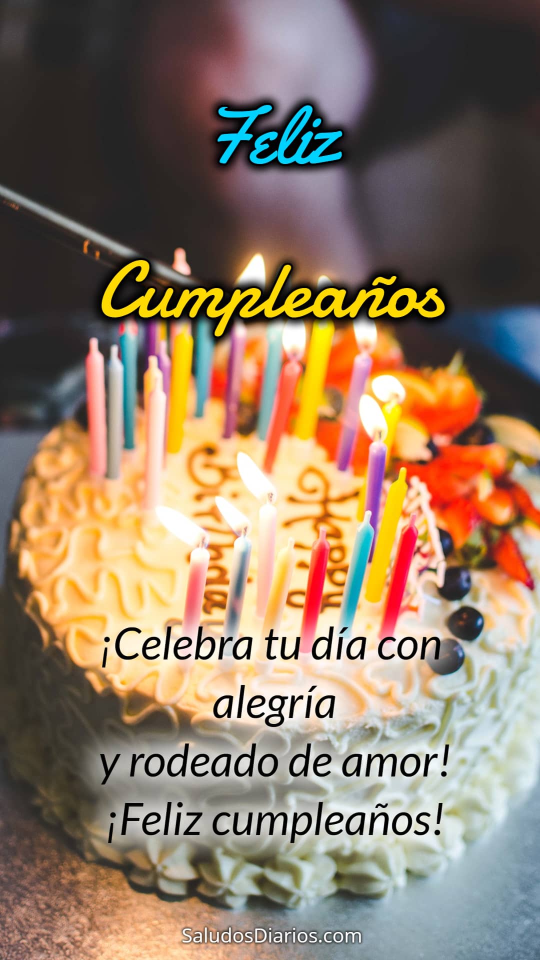 Linda Torta Cumplea Os Velas Adornos Celebraci N Saludos Diarios