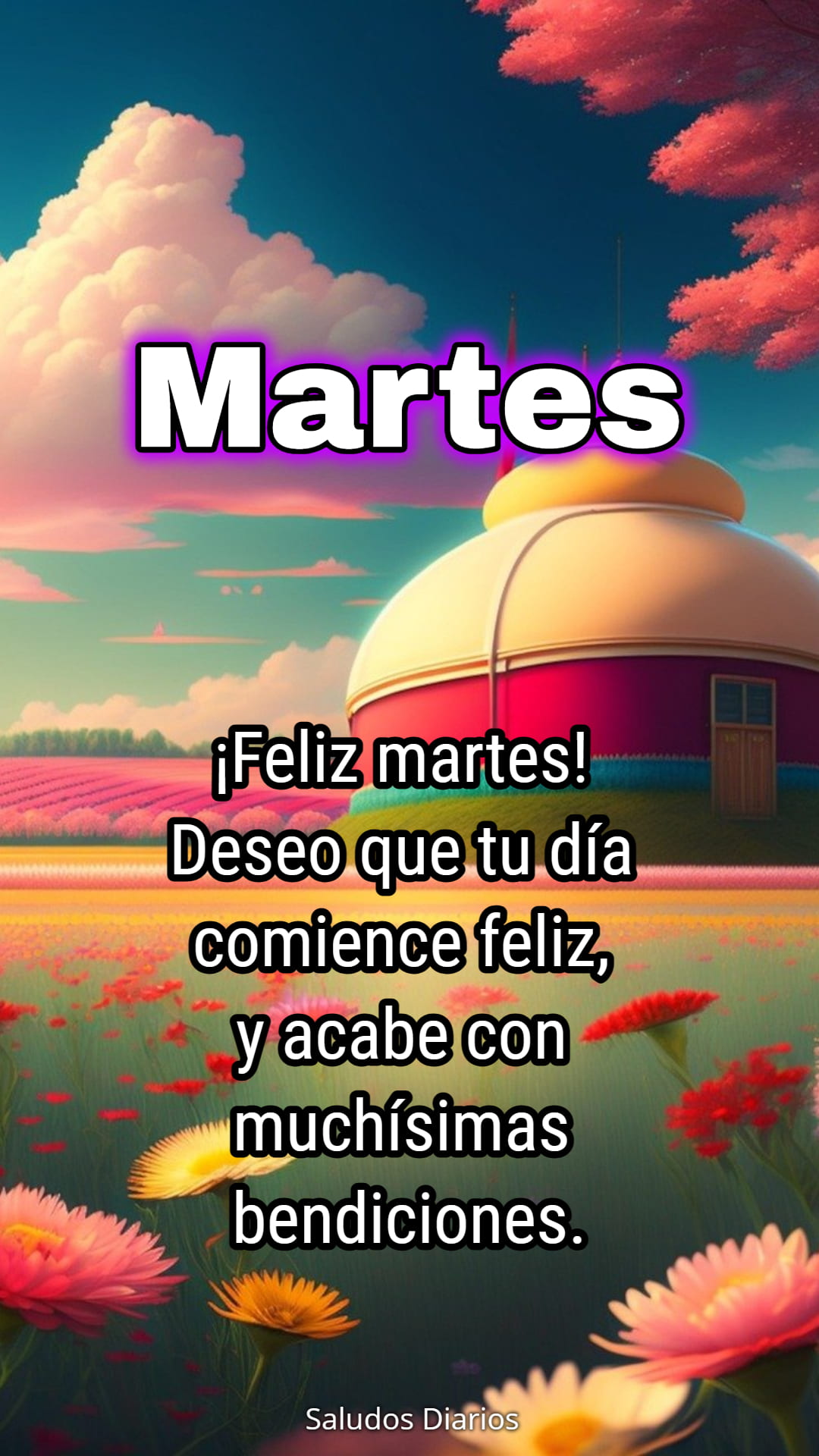 Día feliz, Martes, Lleno de bendiciones - Saludos Diarios