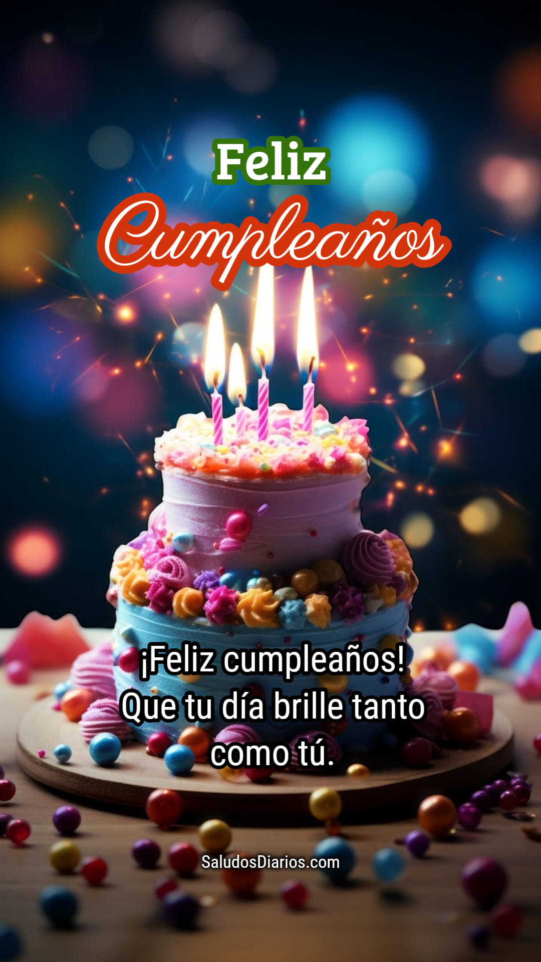 Deliciosa torta, Feliz cumpleaños, Brillos bonitos, Mensajes luces ...