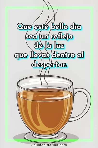 Luz reflejo, Cafecito nuevo día, Imagen frase